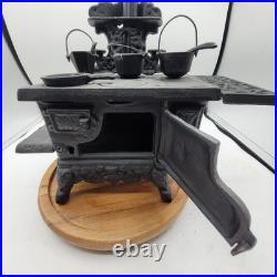 Vintage Crescent Miniature Cast Iron Stove withextra Cookware Accessories