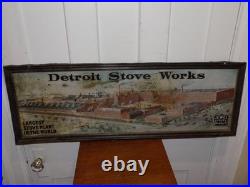 Vintage Detroit Stove Works Self Frame Metal Sign
