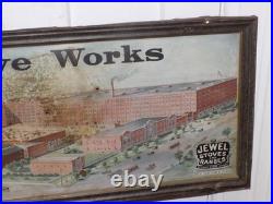 Vintage Detroit Stove Works Self Frame Metal Sign