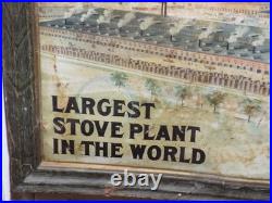 Vintage Detroit Stove Works Self Frame Metal Sign