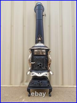 Vintage Excelsior Dash Cast Iron Wood Coal Parlor Potbelly Stove Nickel Trim