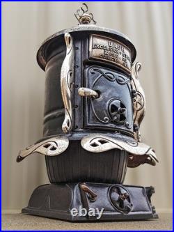 Vintage Excelsior Dash Cast Iron Wood Coal Parlor Potbelly Stove Nickel Trim