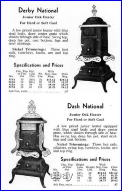 Vintage Excelsior Dash Cast Iron Wood Coal Parlor Potbelly Stove Nickel Trim