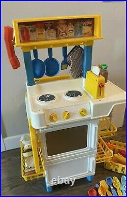Vintage Fisher Price Fun With Food Kitchen Oven Food Play Set Stove Cooking Lot
