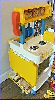 Vintage Fisher Price Fun With Food Kitchen Oven Food Play Set Stove Cooking Lot