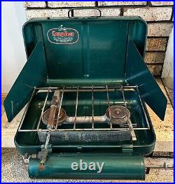 Vintage KAMPKOOK Model LCS 21 Leaded or White Gasoline Two Burner Stove With Box