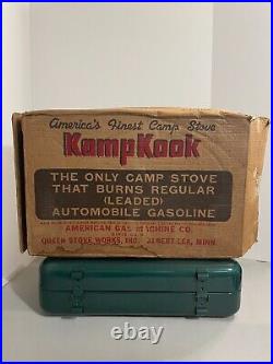 Vintage KAMPKOOK Model LCS 21 Leaded or White Gasoline Two Burner Stove With Box