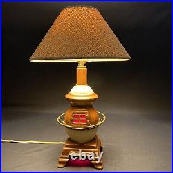 Vintage LEVITON Ceramic Potbelly Stove Lamp w Red Light inside. OFFERS WELCOME