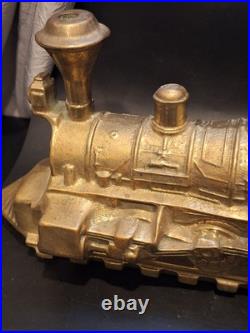 Vintage Large Wood Stove Heavy Solid Brass Train Locomotive Steamer 12 x 6 1/2
