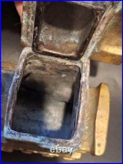 Vintage Large Wood Stove Heavy Solid Brass Train Locomotive Steamer 12 x 6 1/2