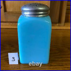 Vintage McKee Chalaine Blue Milk Glass Pepper Range Shaker 1930s