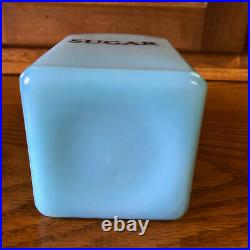Vintage McKee Chalaine Blue Milk Glass Sugar Range Shaker 1930s
