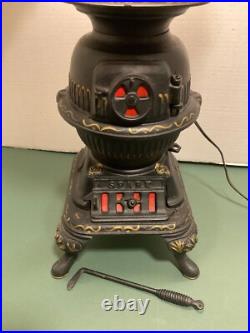Vintage SPARK Cast Iron Pot Belly Stove/Lamp 14 Tall. Read