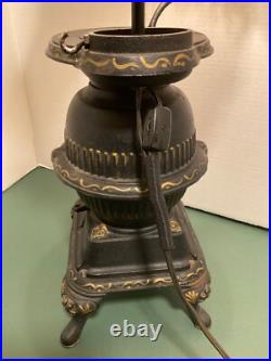 Vintage SPARK Cast Iron Pot Belly Stove/Lamp 14 Tall. Read