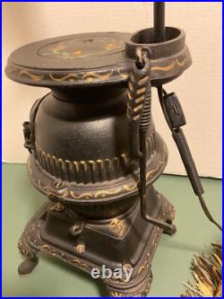 Vintage SPARK Cast Iron Pot Belly Stove/Lamp 14 Tall. Read