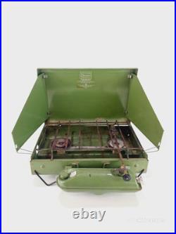Vintage Sears Coleman 2 Burner Camp Stove Model 476 72244 Avocado Green 8/75