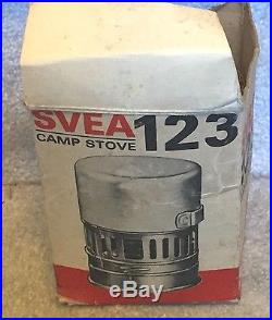 Vintage Svea 123 Camp Stove Sweden Portable Survival or Backpacking with Box