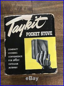 Vintage TAYKIT Pocket Stove Camping, Backpacking or Hiking Made in USA