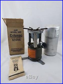 Vintage Wwii 1945 Coleman Military Burner Model 520 Stove With Box & Paperwork