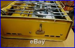 Vintage Yellow Gold Bond Coleman 413G camp stove 2 burner Rare