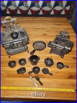 Vintage lot Crescent queen Cast Iron Wood Stove Salesman Sample Toy accessories