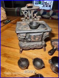Vintage lot Crescent queen Cast Iron Wood Stove Salesman Sample Toy accessories