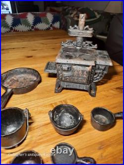 Vintage lot Crescent queen Cast Iron Wood Stove Salesman Sample Toy accessories