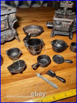 Vintage lot Crescent queen Cast Iron Wood Stove Salesman Sample Toy accessories