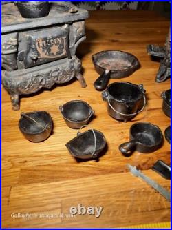 Vintage lot Crescent queen Cast Iron Wood Stove Salesman Sample Toy accessories