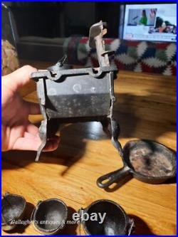 Vintage lot Crescent queen Cast Iron Wood Stove Salesman Sample Toy accessories