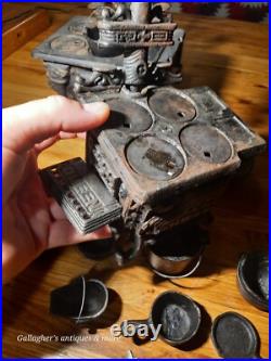 Vintage lot Crescent queen Cast Iron Wood Stove Salesman Sample Toy accessories
