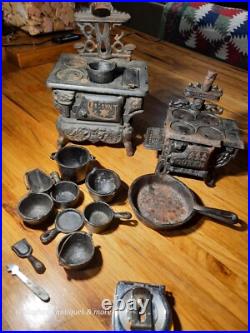 Vintage lot Crescent queen Cast Iron Wood Stove Salesman Sample Toy accessories