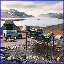 Vivicreate 3 Burner High pressure Propane Stove 28 Inch Tall Camping Stove Cast