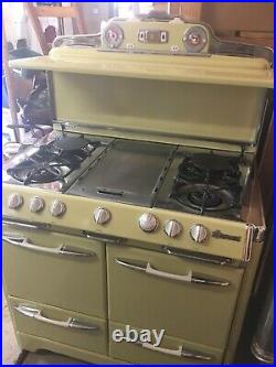 Vtg Antique 40s OKeefe Merritt Gas Stove Range Oven Cream Yellow Restored Works