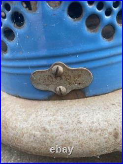 Vtg Blue Porcelain Kerosene Oil Heater Parlor Stove Farmhouse Camping Western