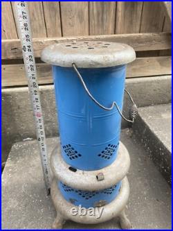 Vtg Blue Porcelain Kerosene Oil Heater Parlor Stove Farmhouse Camping Western