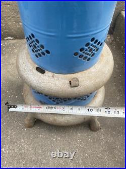 Vtg Blue Porcelain Kerosene Oil Heater Parlor Stove Farmhouse Camping Western