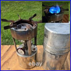 Vtg Coleman 530 Military Single Burner B-46 GI Pocket Stove withCase Funnel Wrench