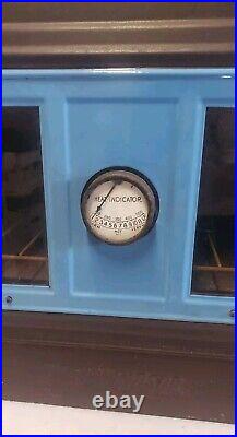 Vtg Lady Windsor Stove Top Warming Oven Black Metal Blue Enamel Trim Thermostat