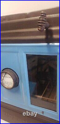 Vtg Lady Windsor Stove Top Warming Oven Black Metal Blue Enamel Trim Thermostat