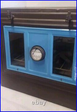 Vtg Lady Windsor Stove Top Warming Oven Black Metal Blue Enamel Trim Thermostat