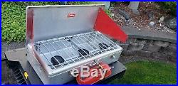 Vtg Rare Coleman 443 Three-Burner Quilted Aluminum Stove Glamping Camping Exclnt