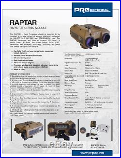 WILCOX RAPTAR LASER RANGE FINDER With Intg (IR)Laser, Visible Laser, & IR Flood