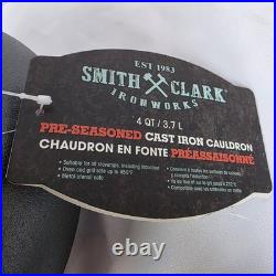 Witchy! Smith & Clark Ironworks Cast Iron Pre-Seasoned 4 Qt Cauldron w Lid Black