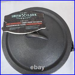 Witchy! Smith & Clark Ironworks Cast Iron Pre-Seasoned 4 Qt Cauldron w Lid Black