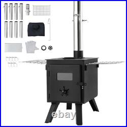 Wood Stove 86in Alloy Steel Camping Tent Stoves Portable Wood Burning with Chimney