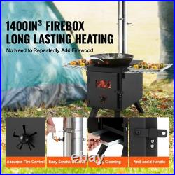 Wood Stove 86in Alloy Steel Camping Tent Stoves Portable Wood Burning with Chimney